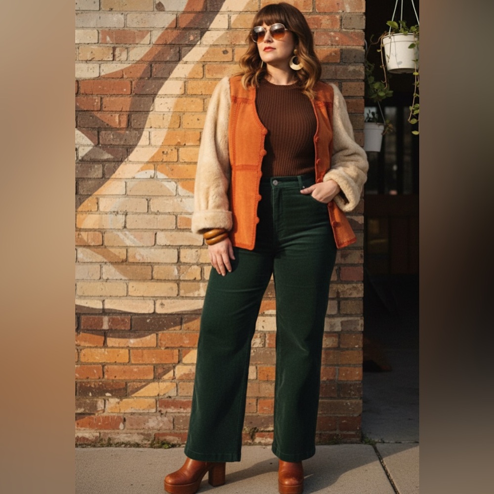 Rare 70s Vintage Boho Plus size Suede Crochet Fur Jacket